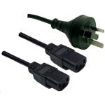 Dynamix C-POWERCY 10A 3 Pin Plug to Dual IEC C13 Y Power Cord - 2m - Black SAA Approved - AU/NZ