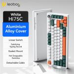 LEOBOG Hi75c Wired Mechanical Gaming Keyboard - White Orange Green Linear Switch - Hot Swappable Switches - Detachable Cable - 1K Polling