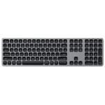 SATECHI Wireless Full Size Keyboard - Space Grey Aluminium - Mac - Bluetooth - with Numeric Keypad