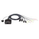 Aten CS22DP 2-Port USB DisplayPort Cable KVM Switch with Remote Port Selector up to 4096 x 2160 30Hz