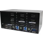 Rextron 2 Ports 8K Triple Monitor DisplayPort 1.4 KVM Switch With USB 3.2 Gen 1, Audio, HotkeyControl.