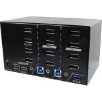 Rextron 2 Ports 8K Quad Monitor DisplayPort 1.4 KVM Switch With USB 3.2 Gen 1, Audio, HotkeyControl.