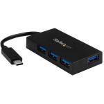 StarTech.com HB30C4AFS 4 Port USB C Hub - USB Type-C Hub w/ 4x USB-A Ports (USB 3.0/3.1 Gen 1 SuperSpeed 5Gbps) - USB Bus or Self Power - Portable USB-C to USB-A BC 1.2 Charging Hub w/ Power Adapter