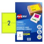 AVERY Shipping Label L7168FY Fluoro Yellow 199.6x143.5mm 2up 25 Sheets