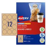AVERY Kraft Brown Round Labels - 60mm - Laser - Inkjet - Permanent