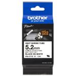 Brother Genuine HSe-211E 5.2mm x 1.5m Black on White Heat Shrink Tape for PT-E550WSP, PTE300VP, PTE550WVP, PTP700 ,PTP750W, PTD800W, PTP900W, PTP950NW