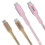 Laser 2m Braided USB C to USB C charging cable Gold/Pink 2 Pack