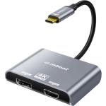 mbeat Tough Link USB-C to DP&HDMI Dual 4K/60Hz MST Adapter - Space Grey