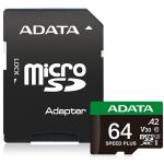 ADATA Speed Plus 64GB microSDXC Card with Adapter UHS-I - U3 - A2 - V30 , Read up to 160MB/s, Write up to 140MB/s