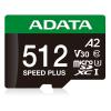 ADATA Speed Plus 512GB microSDXC Card with Adapter UHS-I U3 A2 V30, read up to 180MB/s, write up to 160MB/s