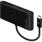 Alogic Multiport Adapter - Black USB-C Male to Multicard Reader (SD / Micro SD) & 3x USB A