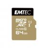 EMTEC microSDXC Memory Card - 64GB - Gold Includes SD Adapter - UHS-I - Class 10