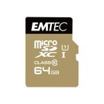 EMTEC ECMSDM64GXC10GP microSDXC Memory Card - 64GB - Gold Includes SD Adapter - UHS-I - Class 10