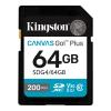 Kingston Canvas Go Plus G4 64GB SD Memory Card UHS-I - Class 10 - U3 - V30 - Read up to 200MB/s - Write up to 100MB/s - for DSLRs - Mirrorless Cameras & 4K Video Production