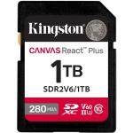 Kingston Canvas React Plus SD Memory Card - 1TB UHS-II - U3 - V60 - Read up to 280MB/s - Write up to 150MB/s - for DSLRs / Mirrorless Cameras & 4K Video Production