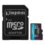 Kingston Canvas Go Plus microSDXC Memory Card - 64GB UHS-I - Class 10 - U3 - V30 - A2 - Read up to 200MB/s - - for Android Mobile Devices / Action Cams / Drones /Gaming