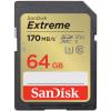 SanDisk Extreme SDXC Memory Card - 64GB Class 10 - V30 - U3 - UHS-I - Read up to 170MB/s - Write up to 80MB/s