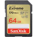 SanDisk Extreme SDXC Memory Card - 64GB Class 10 - V30 - U3 - UHS-I - Read up to 170MB/s - Write up to 80MB/s