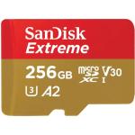 SanDisk Extreme 256GB microSDXC Memory Card Class 10 - U3 - V30 - A2 - Read up to 190MB/s - Write up to 130MB/s -