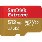 SanDisk Extreme 512GB microSDXC Memory Card Class 10 - U3 - V30 - A2 - Read up to 190MB/s - Write up to 130MB/s - Perfect for 4G Smartphones / Tablets / Cameras