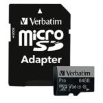 Verbatim PRO 600X MICRO SDXC 64GB /W ADAPTOR
