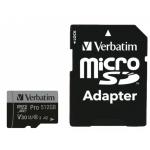 Verbatim 47046 PRO MICRO SDXC 512GB W/ ADAPTOR
