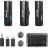 Boya BOYALINK Wireless Lavalier Microphone - Black for iPhone / Android / Camera Vlogging - All-in-One Lapel Dual Mic System & Lightning & USB-C Inputs
