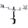 LUMI BT-LDT02-C024 13"-27" Dual LCD Desk Clamp Mount Max arm reach: 858mm. Tilt:-+15deg Swivel 360deg. Max Load 8kg per arm, Supports 75 &100mm VESA Std Elegant Aluminium