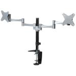 LUMI BT-LDT02-C024 13"-27" Dual LCD Desk Clamp Mount Max arm reach: 858mm. Tilt:-+15deg Swivel 360deg. Max Load 8kg per arm, Supports 75 &100mm VESA Std Elegant Aluminium
