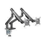 Brateck LDT49-C024-SG 17"-32" Dual Premium Slim Aluminium Spring-Assisted Desk Mount Monitor Arm. Quick ReleaseDetachable VESA Plate, Built-in Spring Tension, 180 Rotation Stop, Built-in Cable Management, Grey