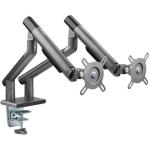 Brateck LDT49-C024-SG 17"-32" Dual Premium Slim Aluminium Spring-Assisted Desk Mount Monitor Arm - Quick Release Detachable VESA Plate, Built-in Spring Tension, 180 Rotation Stop, Built-in Cable Management, Grey