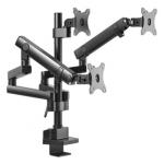 Brateck LDT20-C036P 17"-27" Triple Monitors Spring-Assisted Desk Mount Bracket. Supports VESA 75x75 & 100x100. Max load: 7kg per screen. Max arm extension - 689mm. Quick-Release VESA Plate. Matte Black Colour.