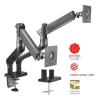 Brateck LDT50-C024 17''-32''  Premium Aluminium Dual Spring-Assisted Desk Mount Monitor Arm - Supports VESA upto100x100 - Extend, Tilt and Swivel - Detachable VESA Plate - Max Arm Extn - 465mm - Space Grey Color