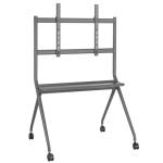 Brateck TTF15-68FW 50"-86" Heavy-Duty Studio TV Cart/Trolley. Supports up to 120Kgs Includes Large 75mm Caster Wheels, Equipment Shelf, Adjustable Double Hook Mounting, Height Adjustable, Gunmetal Grey