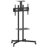 Brateck LCD-T1028B 32''-70'' Economy TV cart Stand, Adjustable TV Height with metal shelf - Max VESA: 600x400 (70"+) Min VESA 200x200 (fits most 32") Tilt: -15~+15 - Max weight: 50kg - Shelf max weight 6kg