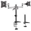 Brateck LDT11-C024 13''-27'' Aluminum Dual monitor desk mount - Max load: 8kg per arm - Supports VESA 75x75 & 100x100 - Extend, tilt and swivel - Max arm extension - 792mm - Colour: Slate black & metallic grey