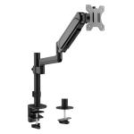 Brateck LDT48-C012 17"-32" Pole-Mounted Gas Spring Single Monitor Desk Mount Bracket withDetachableVESAPlate. Max Load 9Kgs, Supports VESA 75x75 & 100x100, Extend, Tilt, & Swivel, Clamp or Grommet Instal.