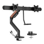 Brateck 17"-32" Gas Spring Dual Monitor Arm. Detachable VESA, Built-in Cable Management,AdjustableHeight, Free-Tilting, Includes Clamp & Grommet, Black