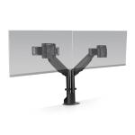 HAT Collective E2 Dual Monitor Arm With Top Down Clamp - Black Supports a Single Monitor from 1-9Kg for Flat monitors and up to 7.2Kg for curved monitors