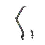 KONIC KMA-21L Black Aura RGB Microphone Arm Stand Desktop Mount - Included 3/8" or 5/8" Adaptors