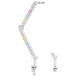 KONIC KMA-21L White Aura RGB Microphone Arm Stand Desktop Mount - Included 3/8" or 5/8" Adaptors