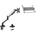 KONIC 17"-32" Single Monitor Stand & Laptop Tray Bundle - Weight Capacity 2-9kg - VESA 100x100 75x75 - Matte Black & White