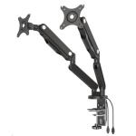 Loctek Pro Mount, 10"-30" Dual Gas Spring Monitor Stand - Aluminum Black - VESA 75 & 100mm - Dual USB 3.0 Ports - Max Load 9kg - 5 Years Warranty