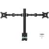 Loctek Eco Mount 10"-30" Dual Monitor Stand - Steel Tube - Black - VESA 75 & 100mm - Max Load 10KG - Height Adjust 200-400mm - Grommet or Clamp Installation