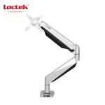 Loctek Premium Mount, 17"-30" Single Ergonomic Gas Spring Monitor Stand - Aluminum Silver - VESA 75x75 100x100 - Max Load 2-9KG - 5 Years Warranty