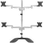 StarTech.com ARMQUADSS Desktop Quad Monitor Stand - Ergonomic VESA 4 Monitor Arm (2x2) up to 32" - Free Standing Articulating Universal Pole Mount - Height Adjustable/Tilt/Swivel/Rotate - Silver