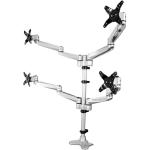 StarTech.com ARMQUADPS Desk Mount Quad Monitor Arm  Premium Articulating VESA 4 Monitor Mount 2x2 up to 27" Ergonomic Height Adjustable Pole Mount - Tilt/Swivel/Rotate - C-Clamp/Grommet - Silver
