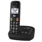 Panasonic KX-TGU120AZB Cordless Landline Telephone - Black - Answerphone - 1.8" display with easy-to-use big buttons - Enhanced volume up to 2x louder - Favourites key - Hearing aid compatible