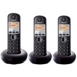 Panasonic KX-TGB213NZB Cordless Landline Telephone Triple Pack - Black 1.4" LCD Display - 50 Name & Number Phone Book