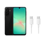 Samsung Galaxy A26 5G (2025) Dual SIM Smartphone 6GB+128GB - Black & CUKTECH 60W 3A 0.5m USB-C to USB-C Fast Charge Cable Kit